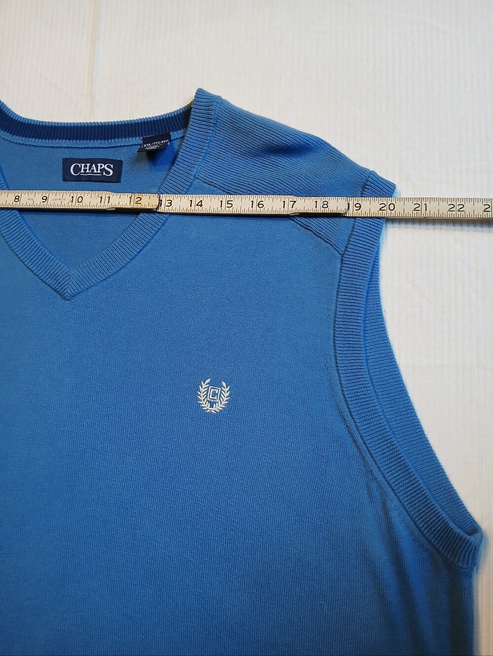 Chaps Sweater Vest Mens 2XL Blue Cotton V Neck Knit Logo New Wo Tag Lightweight - Picture 2 of 10